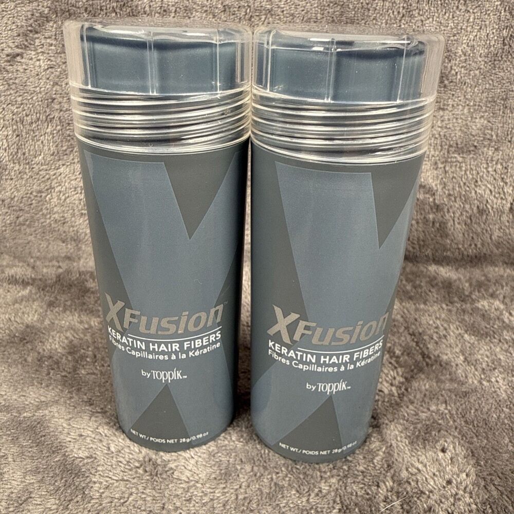 Lot Of 2 Xfusion Keratin Hair Fibers 28g Dark Brown Level 3 By Toppik